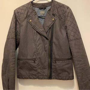 Gap Gray Quilted Shoulder Moto / Bomber Jacket - Women's 8 Tall